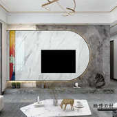 墙奢地台岩客厅背景岩石材造型大板电视轻板大理石悬空圆弧板装 饰