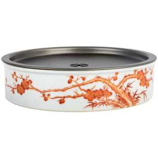 景德镇带盖壶承仿古釉干泡茶台矾红手绘储水养壶托盘功夫茶道配件