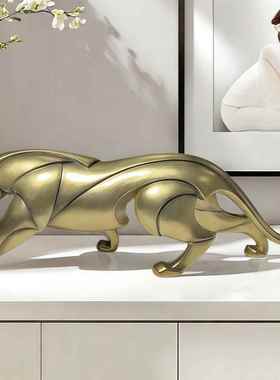 餐边柜装饰品摆件新款北欧豹子工艺品摆件几何折纸动物家居客厅办