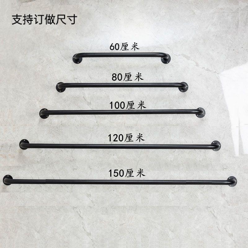 铁艺展示架上墙正侧挂衣服架黑色圆管挂衣杆墙上衣架壁挂式
