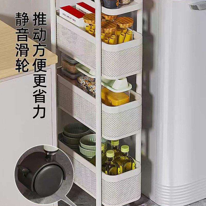 厨房夹缝置物架冰箱夹缝收纳架客厅小推车免安装便捷放杂物收纳架