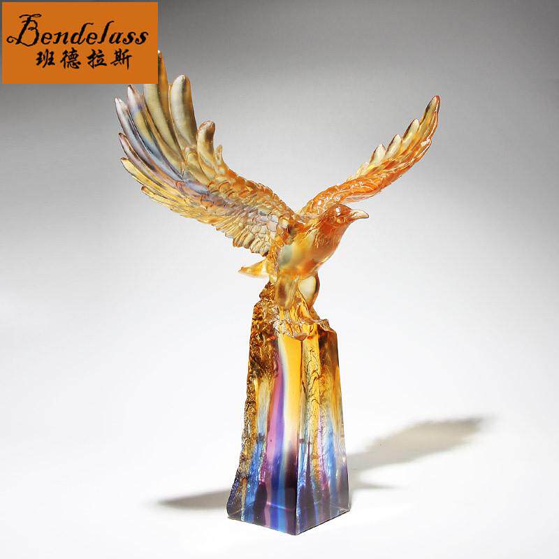 班德拉斯大展宏图老鹰摆件琉璃工艺品公司开业礼品商务礼品定制