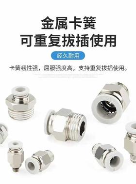 气动快插快接接头PC10-03气管6-01快速8-02螺纹直通接头12-04/16
