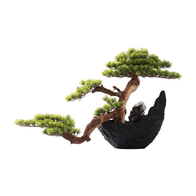 仿真迎客松盆栽新中式装饰品摆件售楼处展厅客厅玄关植物盆景摆设