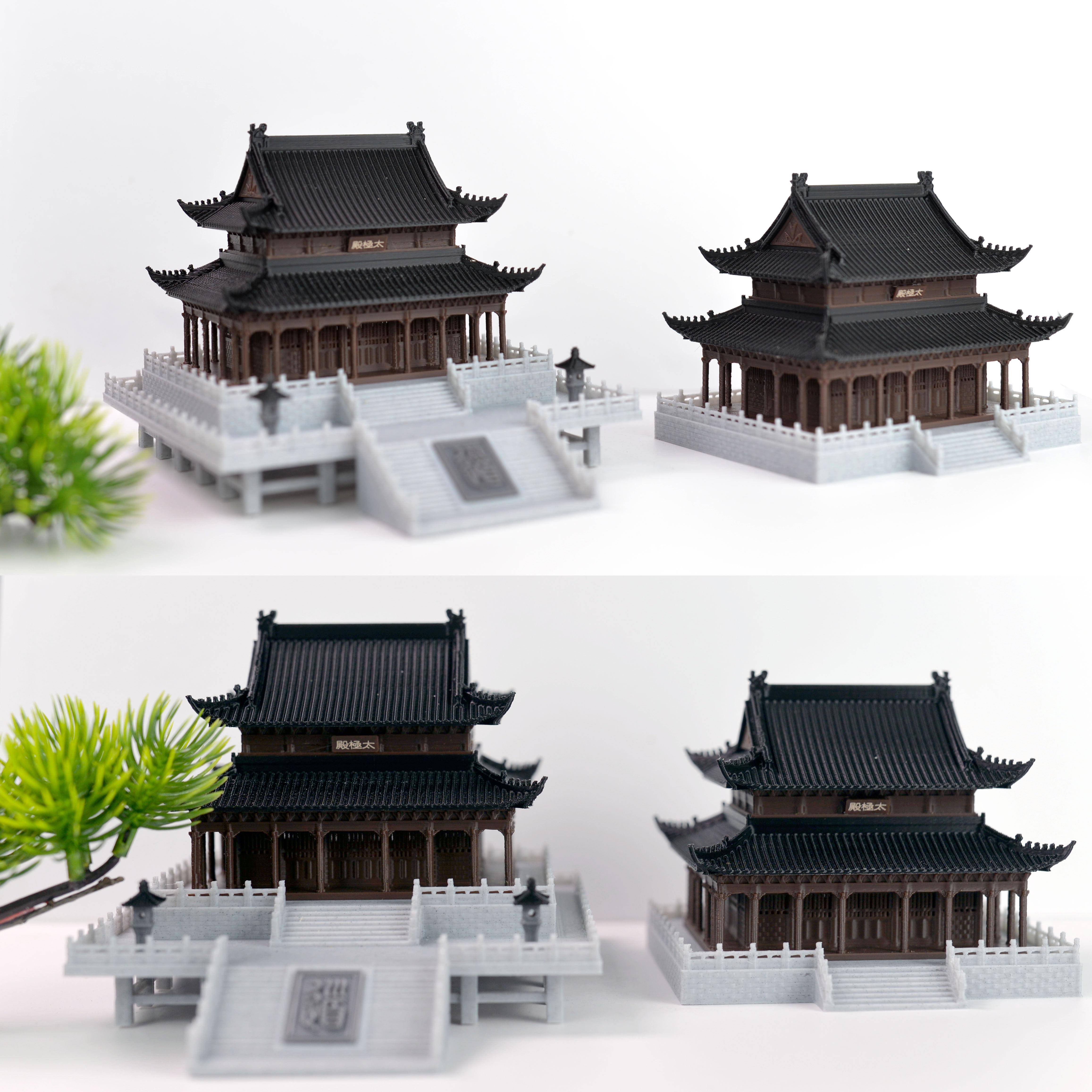 中式古建筑模型摆件新款国风覆古假山盆景鱼缸微景观彷真宫殿