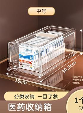 药品收纳箱家庭装盒透明抽屉式医药急救大号容量分层家用常备药箱