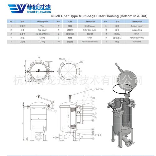 处袋式过滤器器快抱箍不锈钢pp聚开丙烯HLBG009过滤防腐工业污水