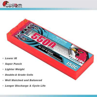鹰氪CODDAR 5500MAH 2S 7.6V 150C RC车模1/10硬壳LCG高爆发LIHV