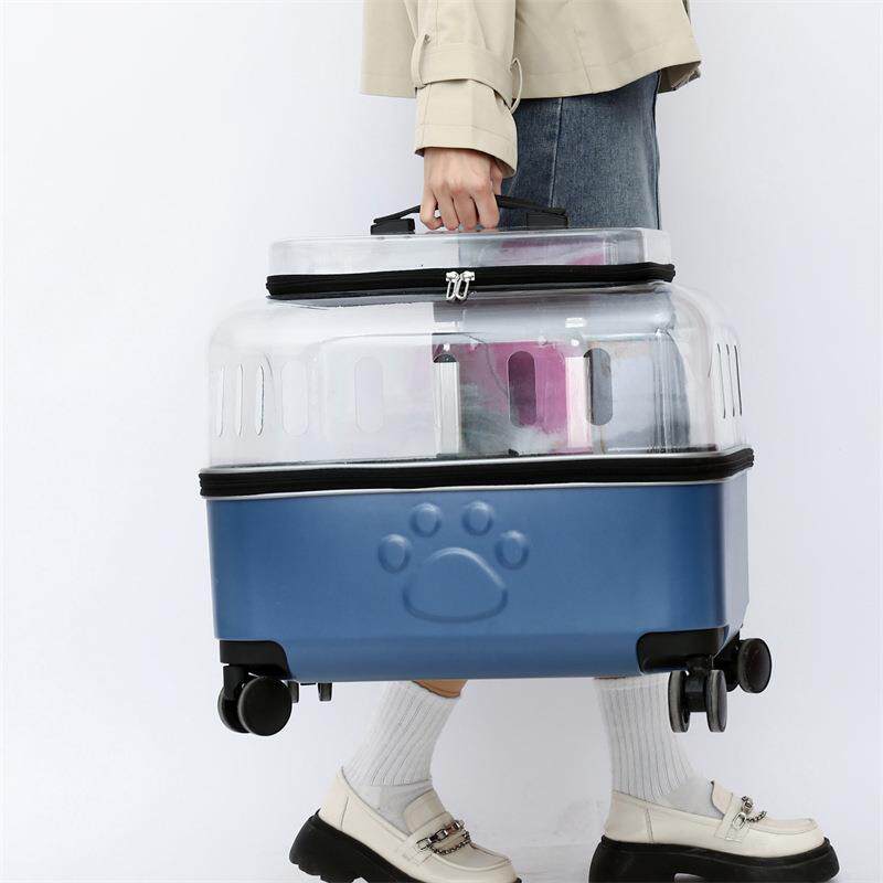 猫窝包新款透气猫狗外出包带拉杆宠物包笼子便携式透明手提包