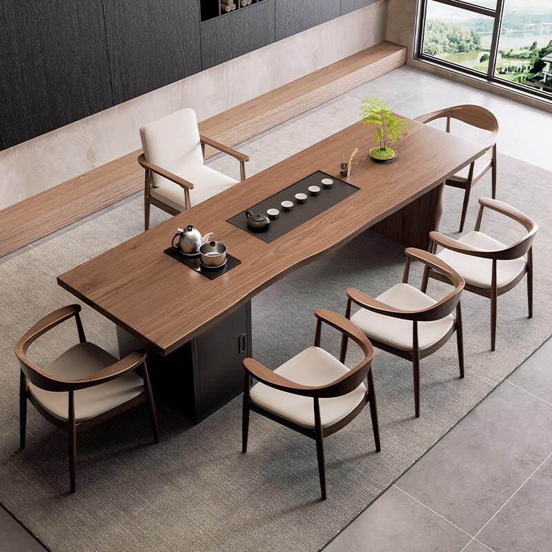 新中式实木茶桌茶台2025新款高端烧水壶一体嵌入式办公室泡茶桌椅