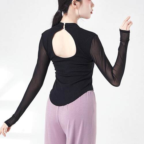 2025古典舞练功服装旗袍上衣舞蹈身韵中国迷彩镂空形体训练服女