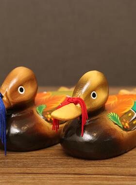 木质鸳鸯摆件客厅卧室电视柜床头柜装饰品摆设新婚婚房纪念日礼物