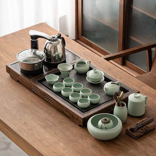 钧瓷茶具汝窑冰裂功夫套装家用客厅陶泡茶壶开片轻奢茶杯高端礼品