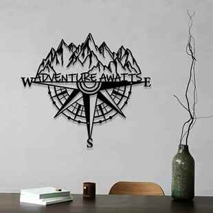 金属指南针山峰墙饰山墙艺术铁艺工艺品挂件家居客厅餐厅装饰品