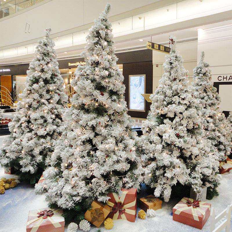 1.2/1.5/1.8/2.1/3米植绒雪松喷雪圣诞树套餐 橱窗摆设场景布置