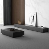 意式 轻奢极简岩板电视柜黑色现代简约小户型客厅茶几电视柜子组合