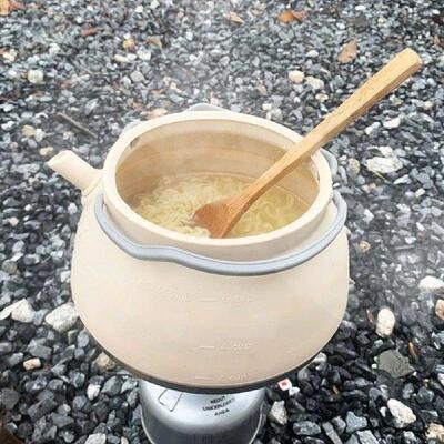 1.5L Silicone Kettle with Handle Camping Cook Pot Stainless