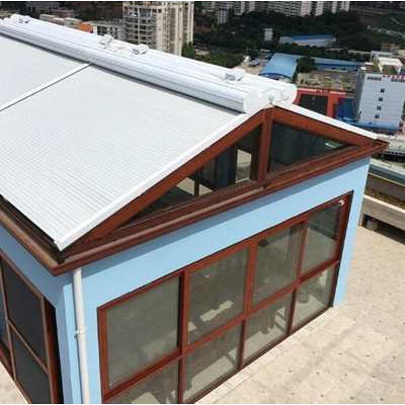 户外铝合金遮阳帘阳光房顶面隔热遮阳帘智能遥控室外天幕电动窗帘