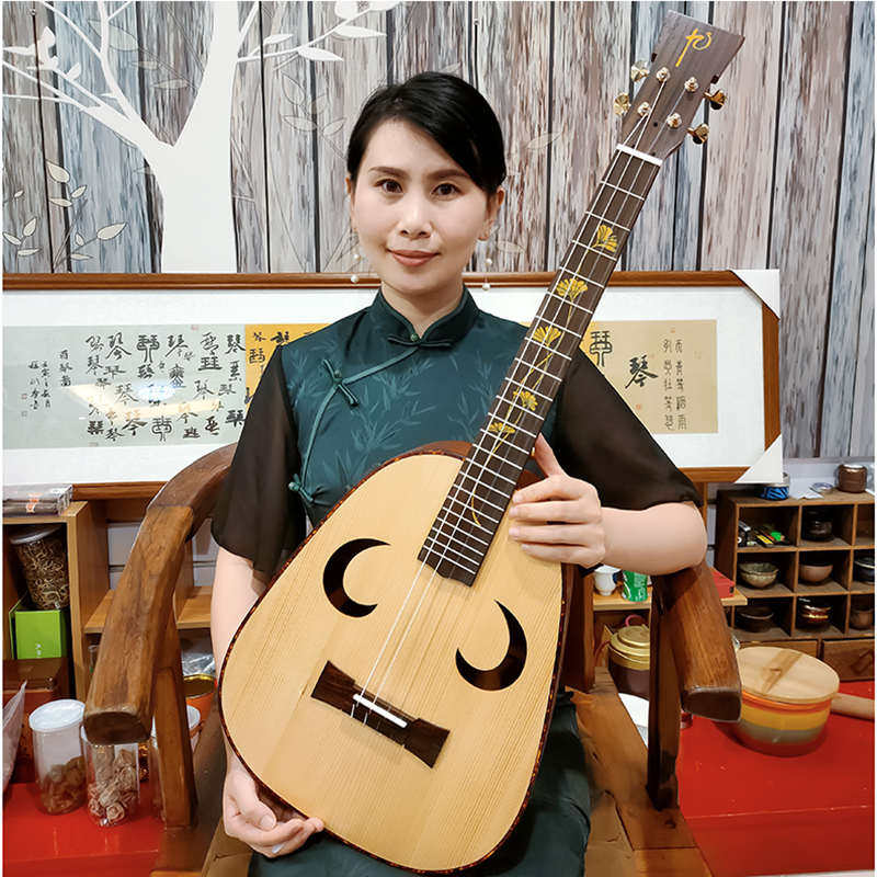 九°屈老师孔琴  31寸中阮民族弹拨乐器电箱阮琴轻便月琴柳琴秦琴