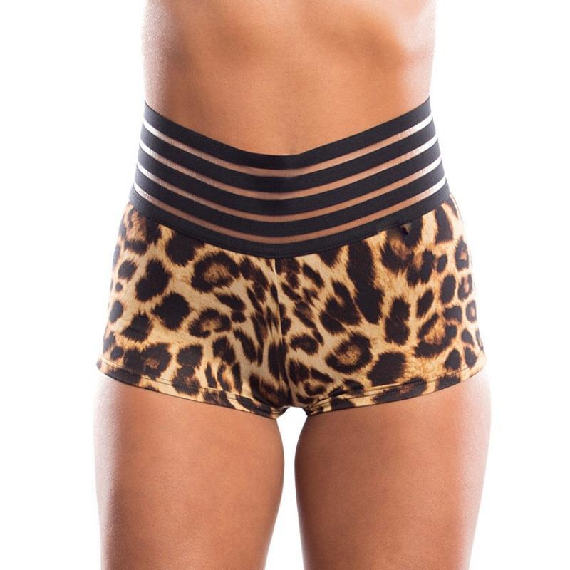 Womens sports pants with leopard print and stripes elastic