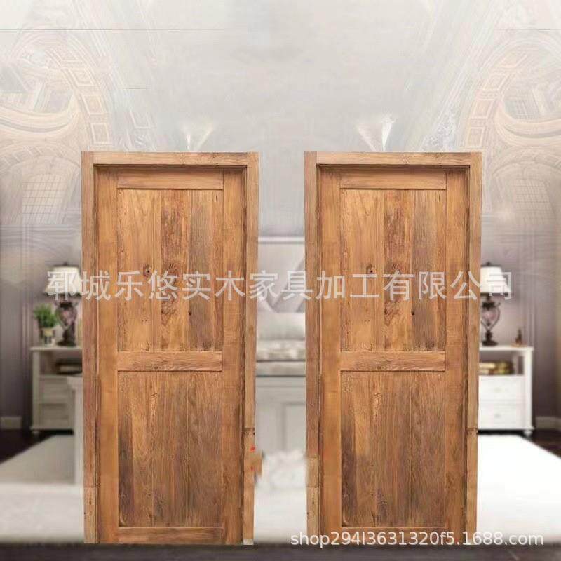 风化老榆木卧室门板自然纹理仿古单开门老门板民宿酒店木门隔断门