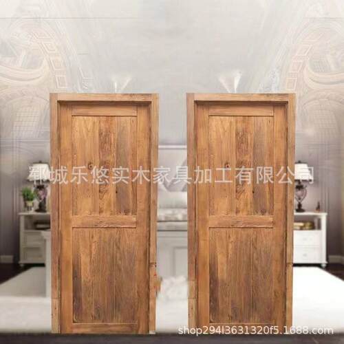 风化老榆木卧室门板自然纹理仿古单开门老门板民宿酒店木门隔断门