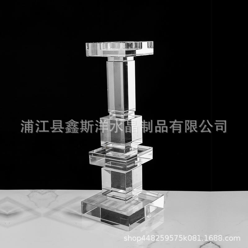现代轻奢水晶烛台摆件工艺样板间玄关电视柜客厅家居家饰软装摆设