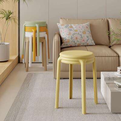 北欧塑料圆加厚家用可叠凳子人板凳凳商用椅HC-奶油子备放用餐桌