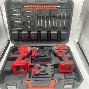 外贸电动工具两件套无刷锂电手电钻两用扳手套装智能快充