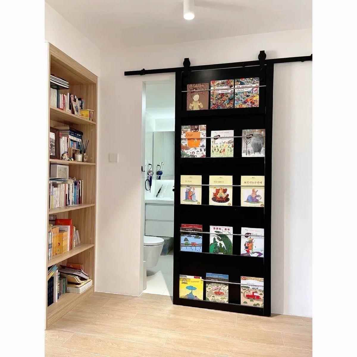 谷仓门书架门定制吊轨门浴室滑动门无下轨鬼门卧室滑动门隐形门