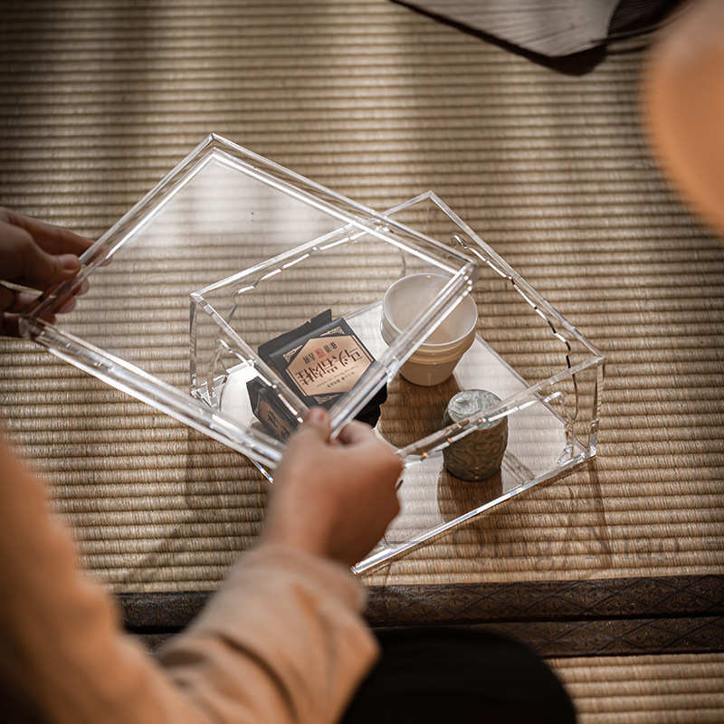 收纳功夫架托盘橱窗茶具花架高档茶物台茶桌茶棚亚克力茶道置配件