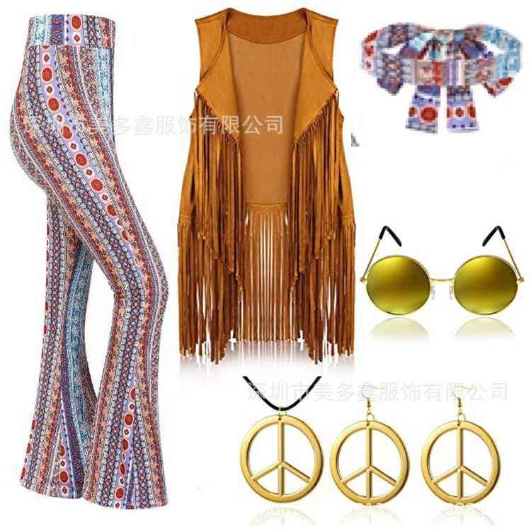 women s s hippie disco costume peace love girls hip indian