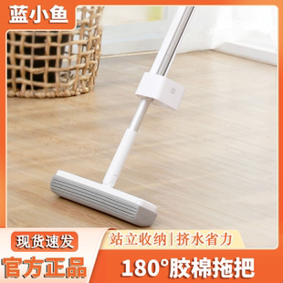 蓝小鱼胶棉拖把吸水海绵拖把头拖布家用省力免手洗干湿两用拖地