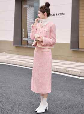 千金气质豪时尚服套装女秋冬新款小香风羽绒外套长富裙ZYA86805两