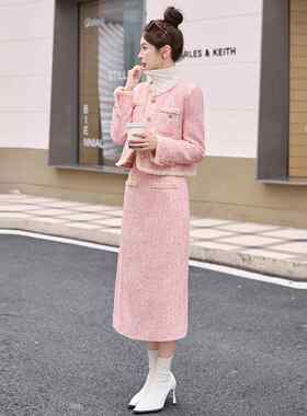 富豪千金外气质时尚套装女秋新款小风羽绒服套冬ZYA86805长裙香两