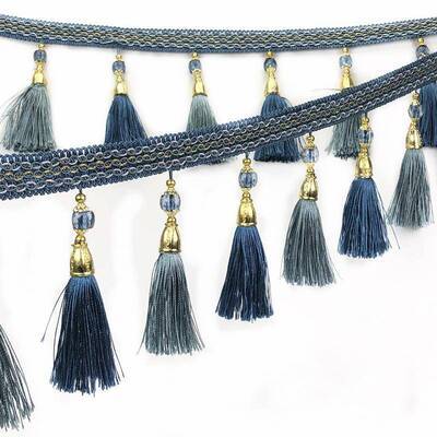 14c边m窗帘流辅苏吊穗花双色吊穗珠子流苏家纺料配MDO件窗吊帘球