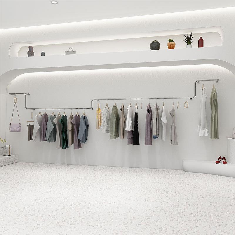 装服装店异形女展示架上墙服装DK-21023不锈钢挂衣杆陈列架网红店