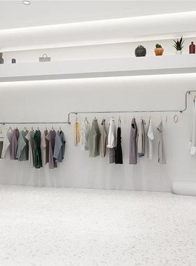 装服装店异形女展示架上墙服装DK-21023不锈钢挂衣杆陈列架网红店