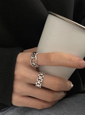 韩系小众复古冷淡风开口戒指女