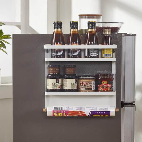 冰箱置物架厨房用品冰箱侧面挂架多功能家用侧壁卷纸保鲜膜收纳架