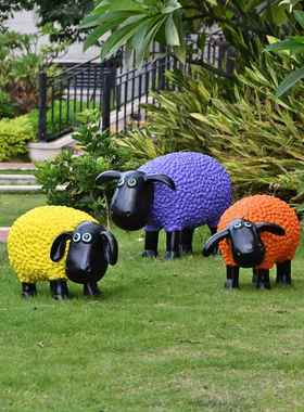 幼儿园林玻璃钢仿真动物创意雕塑户外花园庭院摆件草坪卡通羊装饰