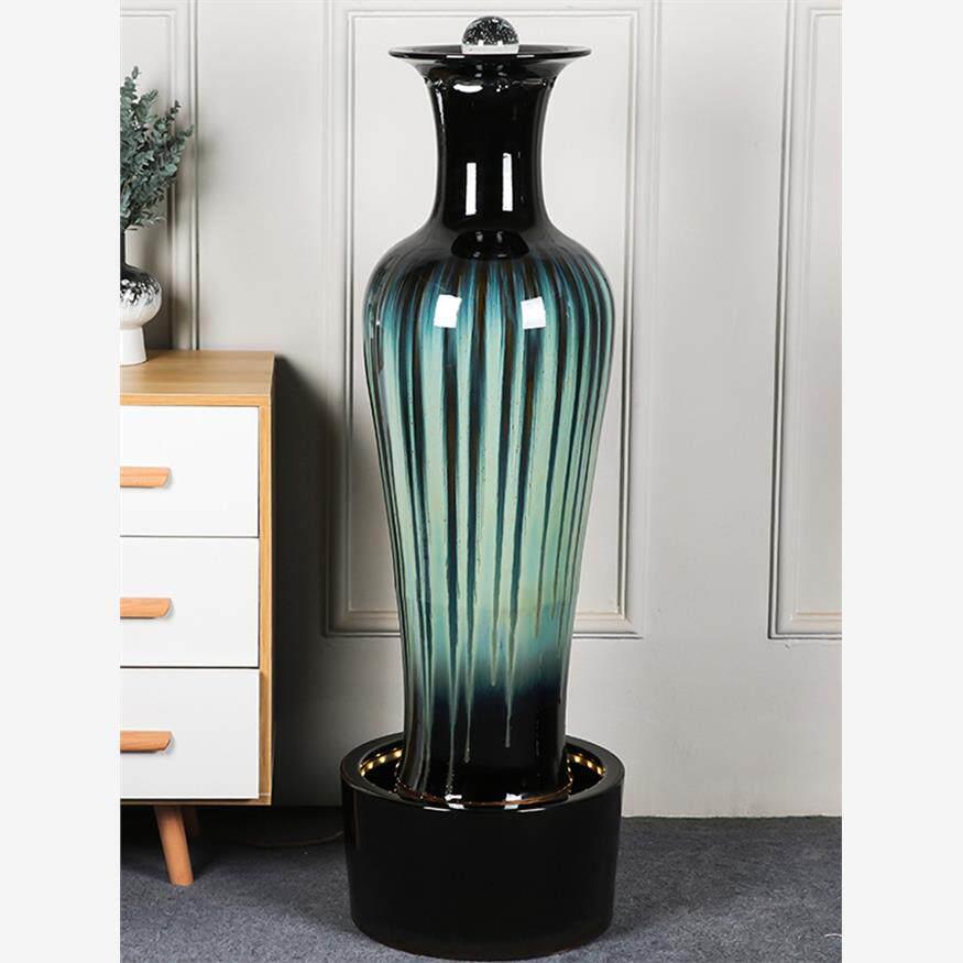 落地流水喷泉花瓶摆件陶瓷家居饰品现代简约加湿器客厅会所摆设