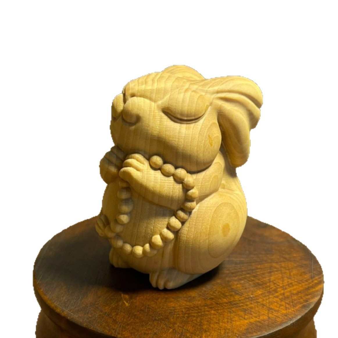 黄杨木木雕手工创意可爱禅意生肖兔家居桌面装饰木质工艺品摆件