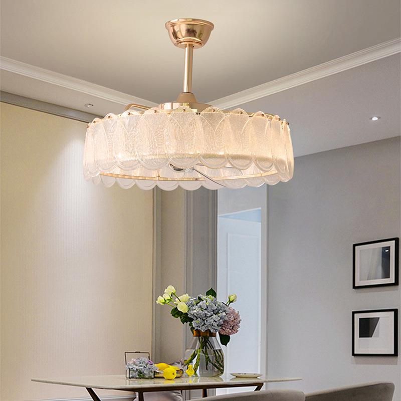 水风扇灯吊灯后现代奢法扇式客厅主卧吸顶餐厅全40光晶谱电轻扇灯