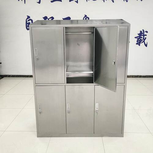 304不锈钢六门九门衣柜斜顶更衣存衣柜无菌柜隔离衣柜物品放置柜