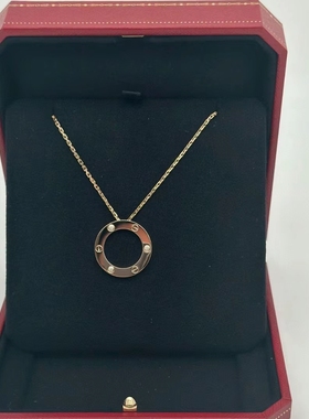 99新卡地亚18K玫瑰金大圆饼三钻项链正品二手
