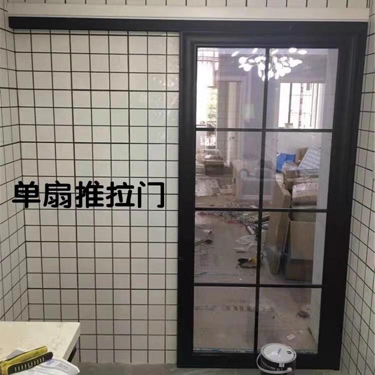 定制厕所单扇移门卫生间单吊轨厨房磨砂玻璃铝合金推拉门无轨平移