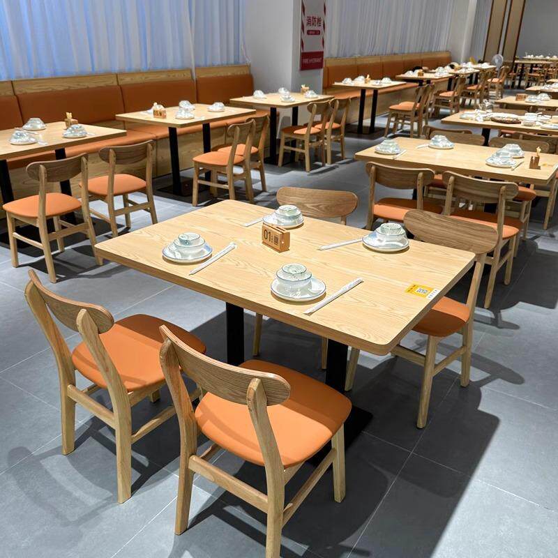 实木连锁餐饮店桌椅餐厅咖啡厅卡座沙发快餐店食堂西餐厅桌椅组合