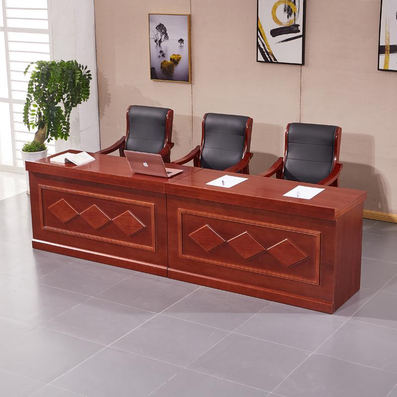 会议桌主席台培训台领导演讲台油漆主讲桌双人位油漆培训桌椅组合