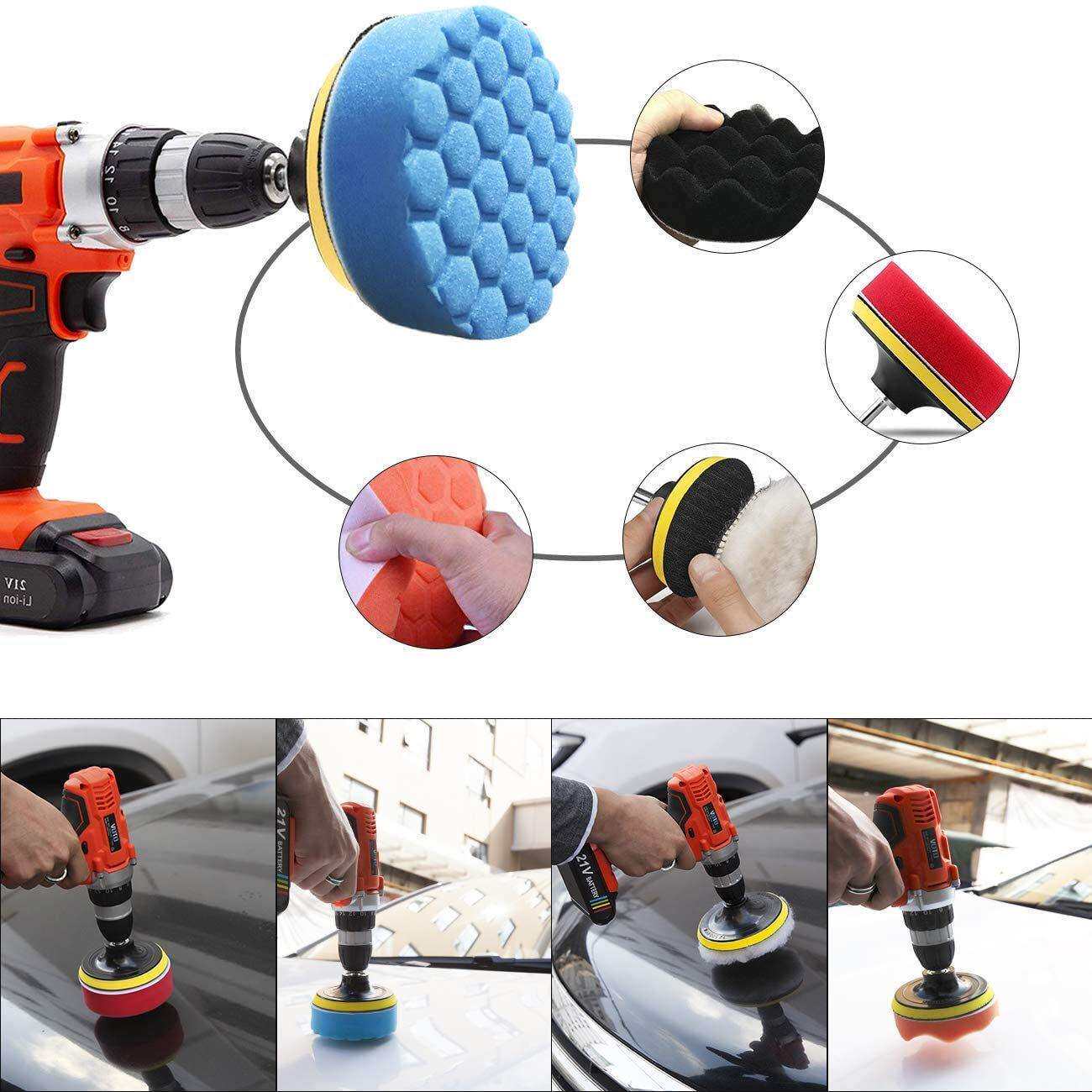 13件套4英寸汽车贴花胶去除工具橡皮擦轮贴纸去除器带海绵抛光垫